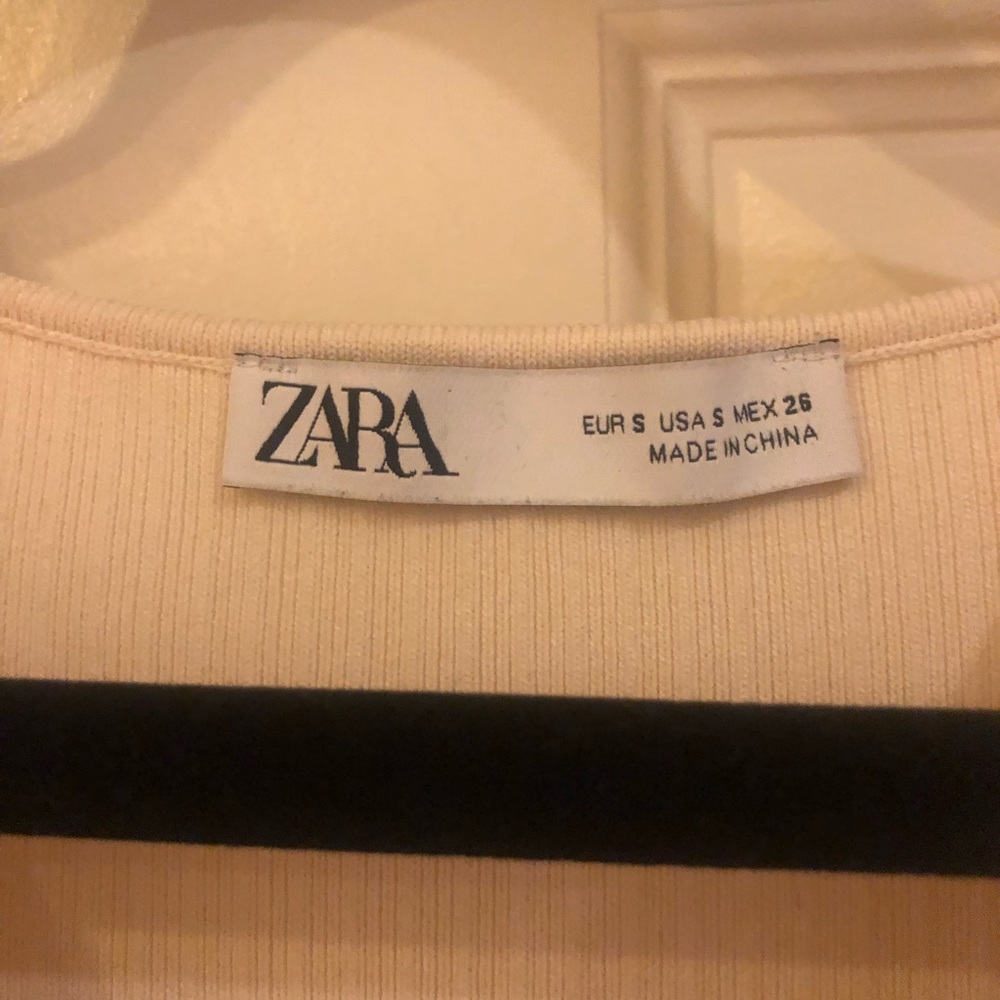 Zara Long Cream Ribbed Dress - Picture 3 of 6